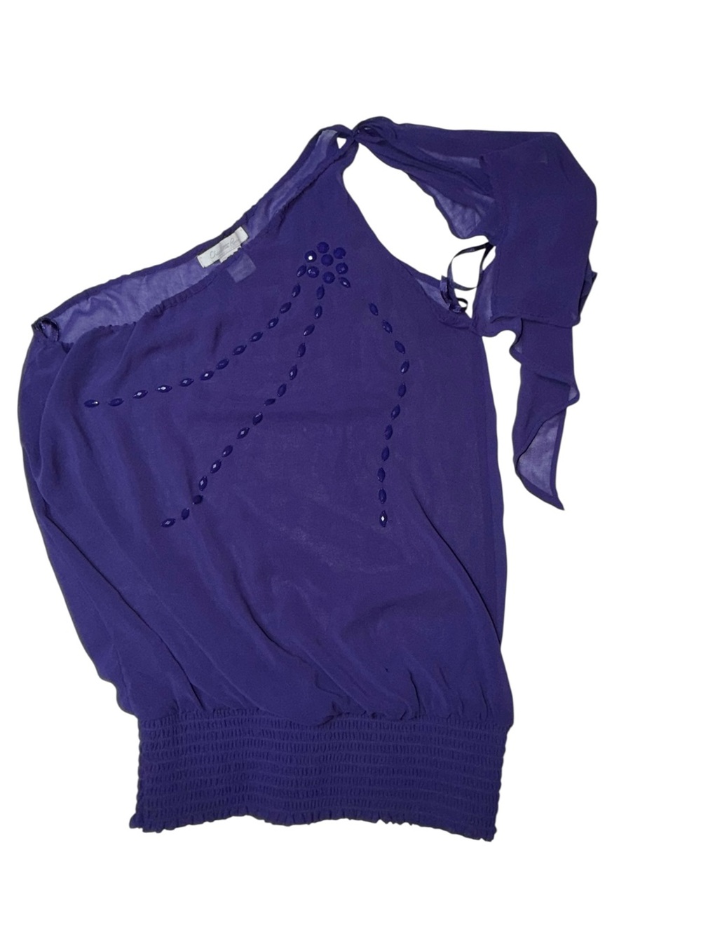 Charlotte Russe Purple One Shoulder Rhinestone Y2K Top Size M